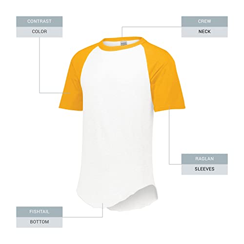 Augusta Sportswear Men's Medium Short Sleeve Baseball Jersey - White/Gold Baseball Jersey for Men Medium Size White/Gold